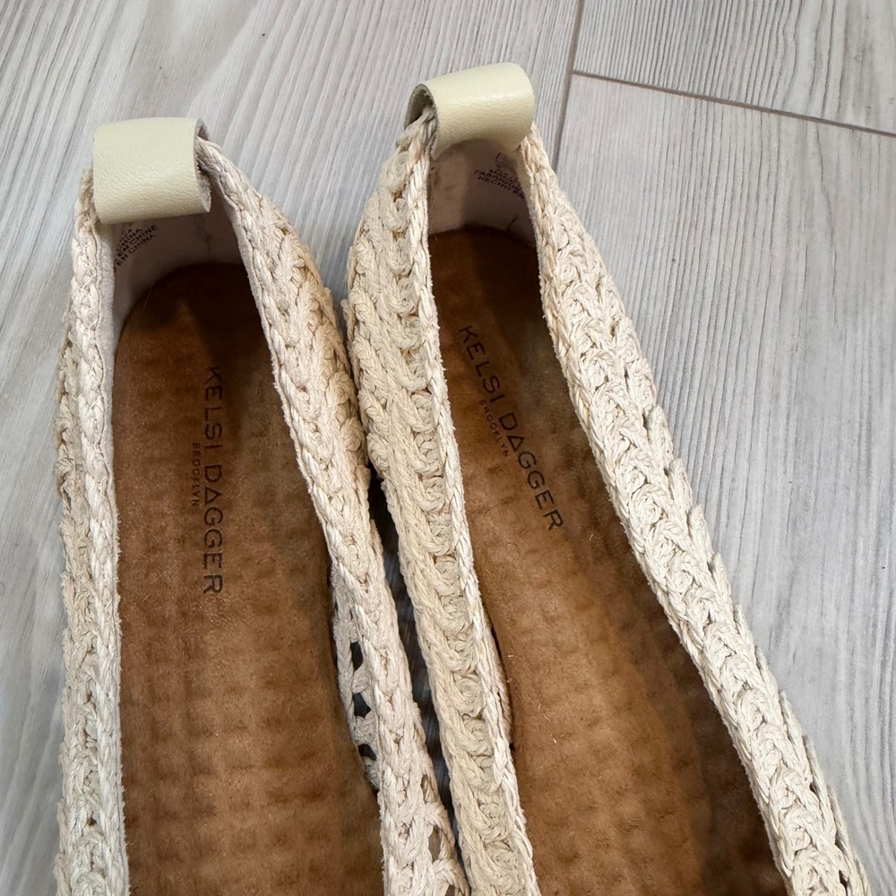 Kelsi Dagger Brooklyn Frankie Crochet Ballet Flat Cream Ivory Bow Shoes 9 - Picture 5 of 13